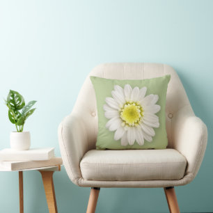 Hoofdkussen - Daisy op Salie/Basketweave Kussen