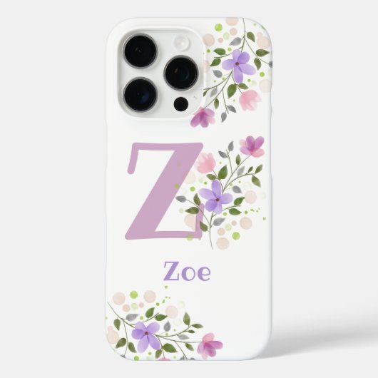 Hoofdkussen Initiaal Plus Naam & Bloemen Ontwerp Case-Mate iPhone Case (Achterkant)