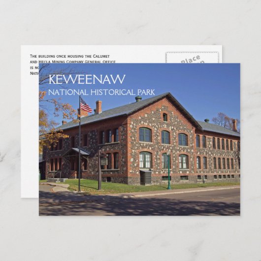 Hoofdkwartier van het Keweenaw National Historic P Briefkaart (Voorkant / Achterkant)