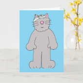 Hoofdletsel wordt snel beter Cartoon Cat Kaart (Gele Bloem)