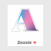 Hoofdletter A Monogram Gradiënt Roze Blauw Wit Sticker (Vel)