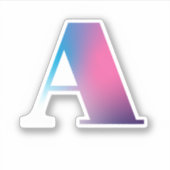 Hoofdletter A Monogram Gradiënt Roze Blauw Wit Sticker (Voorkant)