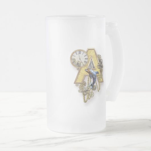 Hoofdletter A van het alfabet-monogram Matglas Bierpul (Voorkant rechts)