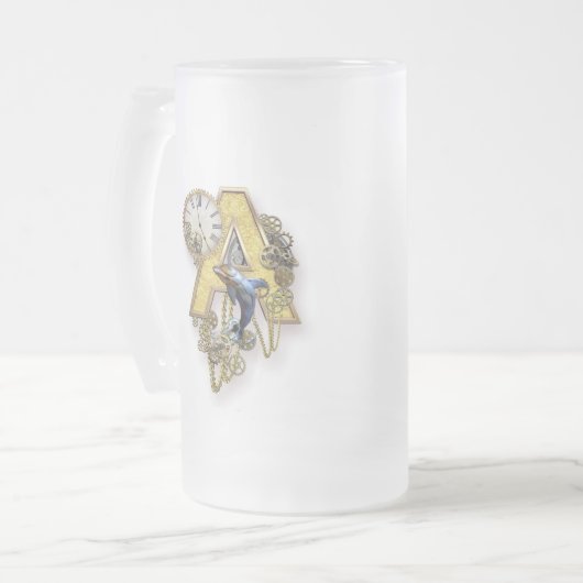 Hoofdletter A van het alfabet-monogram Matglas Bierpul (Voorkant links)