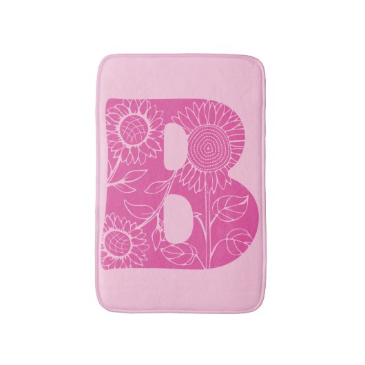 Hoofdletter B bloemenmonogram Badmat (Voorkant Verticaal)