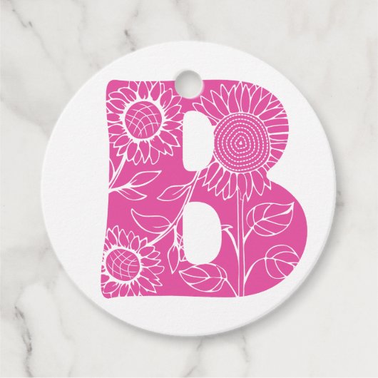 Hoofdletter B bloemenmonogram Bedankjes Labels (Voorkant)