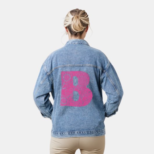 Hoofdletter B bloemenmonogram Denim Jacket (Model)