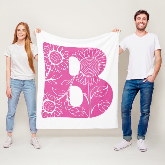 Hoofdletter B bloemenmonogram Fleece Deken (In situ)