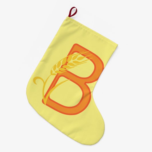 Hoofdletter B bloemenmonogram Grote Kerstsok (Voorkant (Hangend))