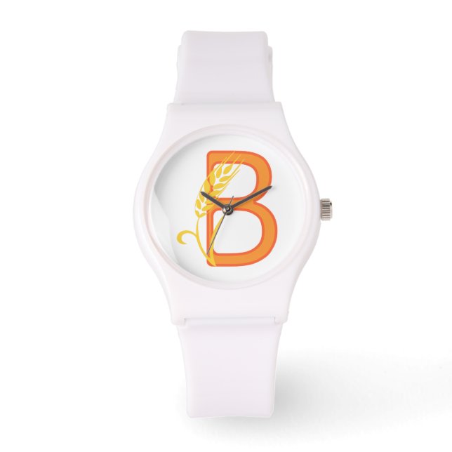 Hoofdletter B bloemenmonogram Horloge (Voorkant)