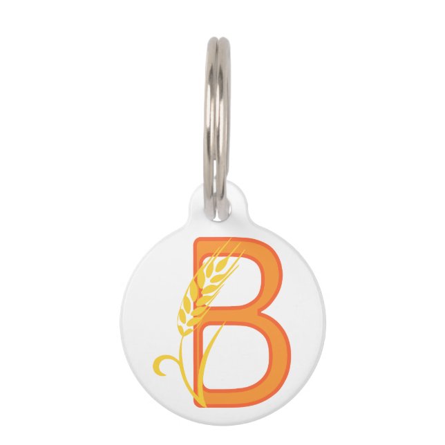 Hoofdletter B bloemenmonogram Huisdierpenning (Voorkant)