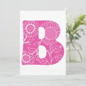 Hoofdletter B bloemenmonogram Kaart (Staand voorkant)