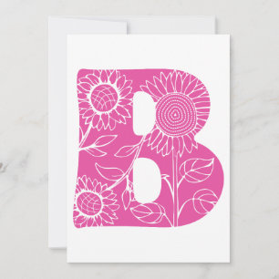 Hoofdletter B bloemenmonogram Kaart