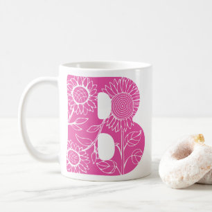 Hoofdletter B bloemenmonogram Koffiemok