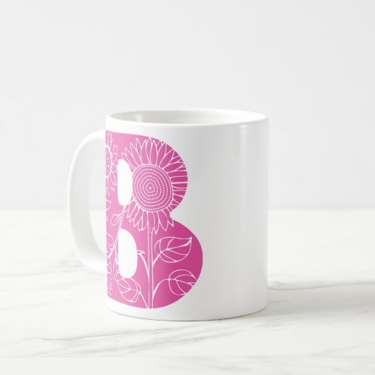 Hoofdletter B bloemenmonogram Koffiemok (Voorkant links)