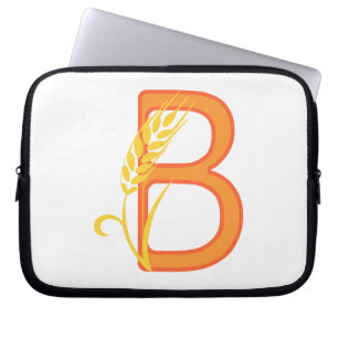 Hoofdletter B bloemenmonogram Laptop Sleeve