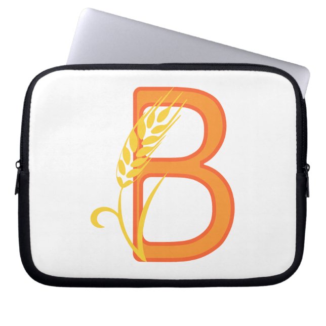Hoofdletter B bloemenmonogram Laptop Sleeve (Voorkant)