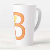 Hoofdletter B bloemenmonogram Latte Mok (Rechterhoek)