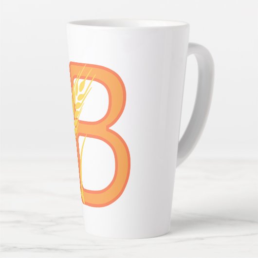 Hoofdletter B bloemenmonogram Latte Mok (Rechterhoek)