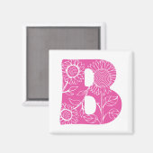 Hoofdletter B bloemenmonogram Magneet (Voorkant / Achterkant)