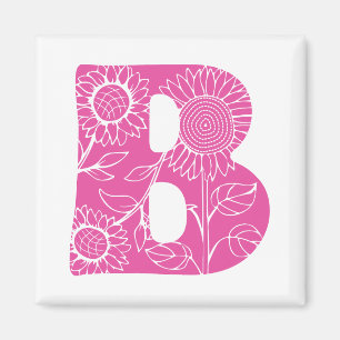 Hoofdletter B bloemenmonogram Magneet