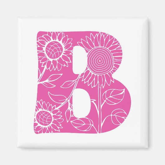 Hoofdletter B bloemenmonogram Magneet (Voorkant)