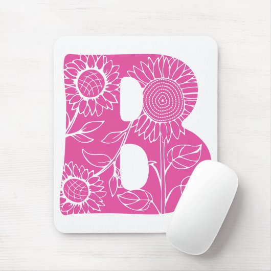 Hoofdletter B bloemenmonogram Muismat (Met muis)