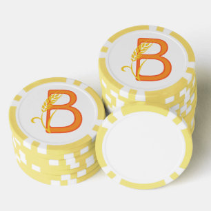 Hoofdletter B bloemenmonogram Poker Chips