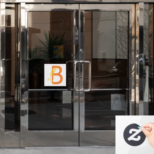 Hoofdletter B bloemenmonogram Raamsticker (Kantoordeur)