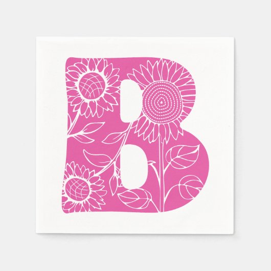 Hoofdletter B bloemenmonogram Servet (Voorkant)