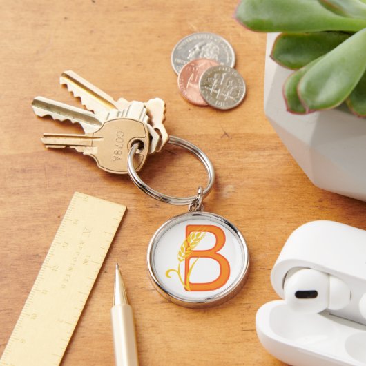 Hoofdletter B bloemenmonogram Sleutelhanger (Bureau)
