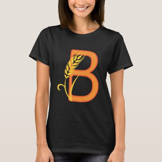Hoofdletter B bloemenmonogram T-shirt (Voorkant)