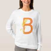 Hoofdletter B bloemenmonogram T-shirt (Voorkant)