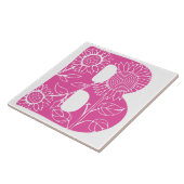 Hoofdletter B bloemenmonogram Tegeltje (Zijkant)