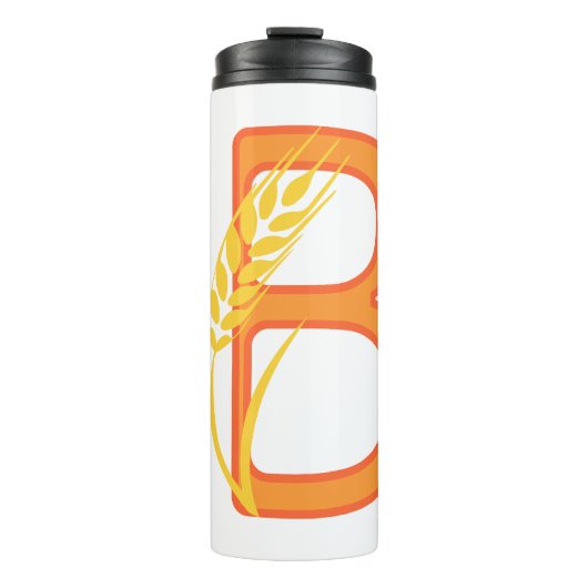 Hoofdletter B bloemenmonogram Thermosbeker (Voorkant)