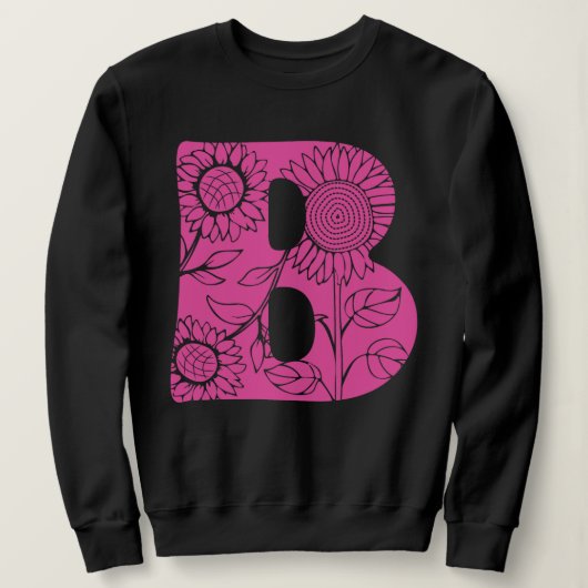 Hoofdletter B bloemenmonogram Trui (Design voorkant)