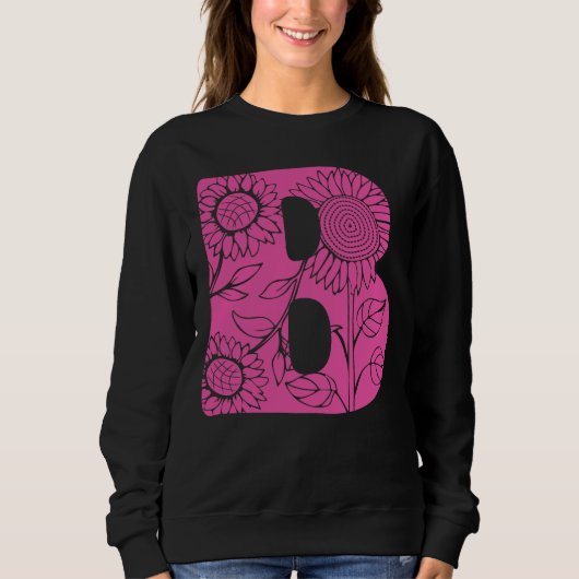 Hoofdletter B bloemenmonogram Trui (Voorkant)