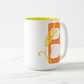 Hoofdletter B bloemenmonogram Tweekleurige Koffiemok (Voorkant rechts)