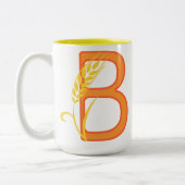 Hoofdletter B bloemenmonogram Tweekleurige Koffiemok (Links)