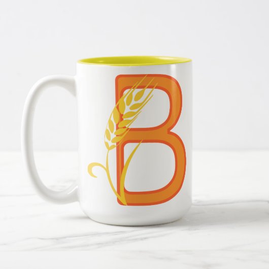 Hoofdletter B bloemenmonogram Tweekleurige Koffiemok (Links)