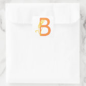 Hoofdletter B bloemenmonogram Vierkante Sticker (Tas)