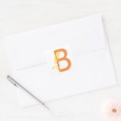 Hoofdletter B bloemenmonogram Vierkante Sticker (Envelop)