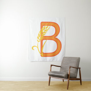 Hoofdletter B bloemenmonogram Wandkleed