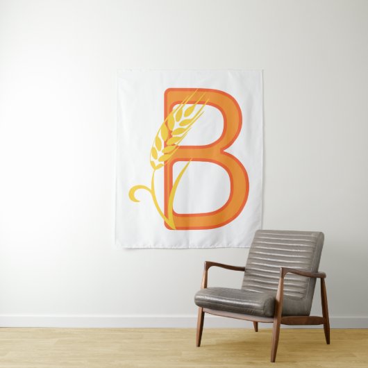 Hoofdletter B bloemenmonogram Wandkleed (In situ)