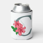 Hoofdletter C bloemenmonogram Blikjeskoeler (Blikje Voorkant)