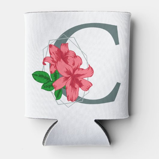 Hoofdletter C bloemenmonogram Blikjeskoeler (Voorkant)