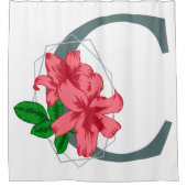 Hoofdletter C bloemenmonogram Douchegordijn (Voorkant)