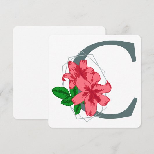 Hoofdletter C bloemenmonogram Kaart (Voorkant / Achterkant)