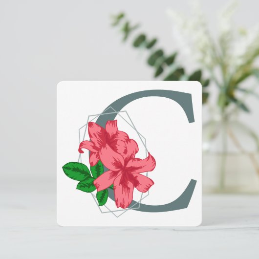 Hoofdletter C bloemenmonogram Kaart (Staand voorkant)