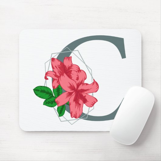 Hoofdletter C bloemenmonogram Muismat (Met muis)